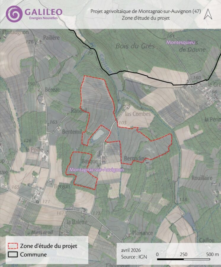carte projet solaire Montagnac Galileo